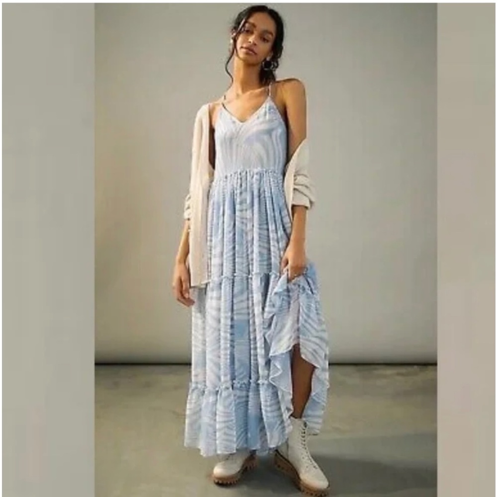 NEW Anthropologie Misa Los Angeles Kalita Maxi Dress in Casablanca Blue Shell XL - Picture 3 of 15